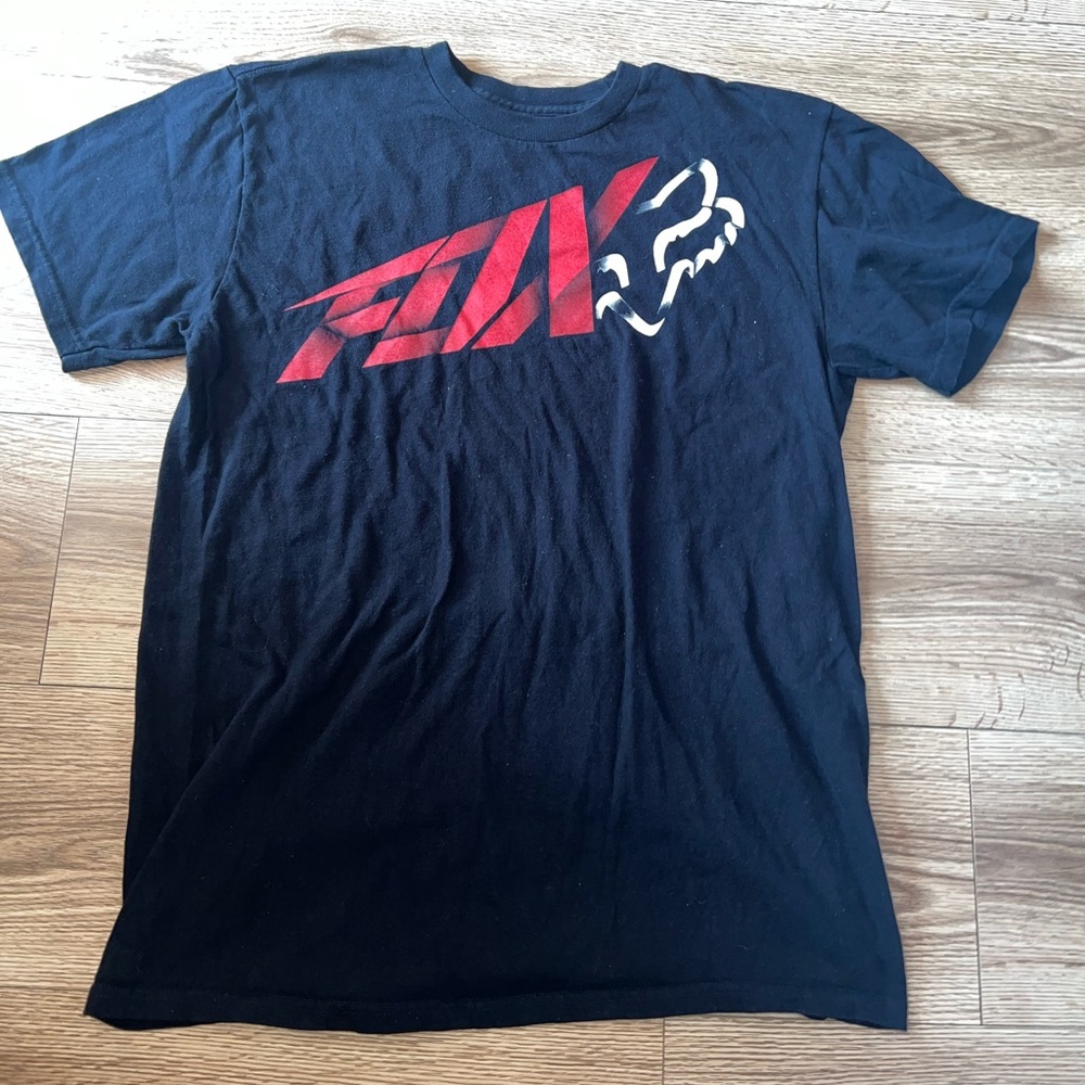 Fox Racing Mens Logo T Shirt LARGE Black Moto Motorcycle Racing Made In Mexico